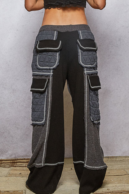POL Patchwork Quilted Cargo Joggers