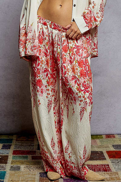 POL Floral Print Wide-Leg Pants