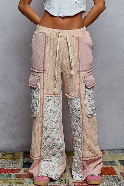POL Quilted Floral Patch Pants
