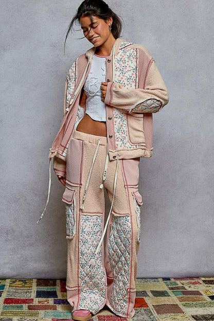POL Quilted Floral Patch Pants