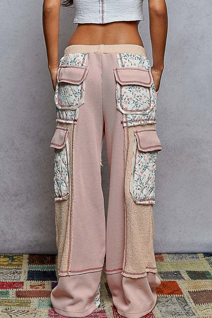 POL Quilted Floral Patch Pants