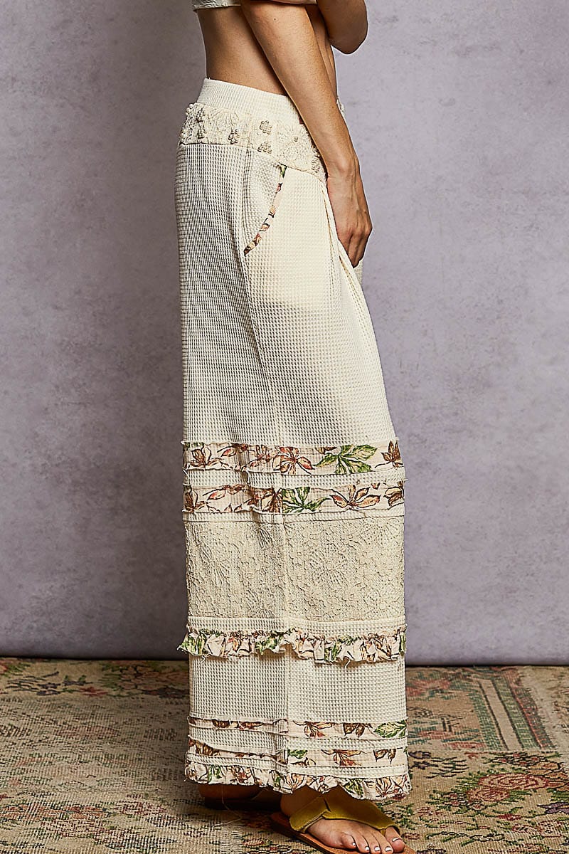 POL Wide-Leg Thermal Lace Pants