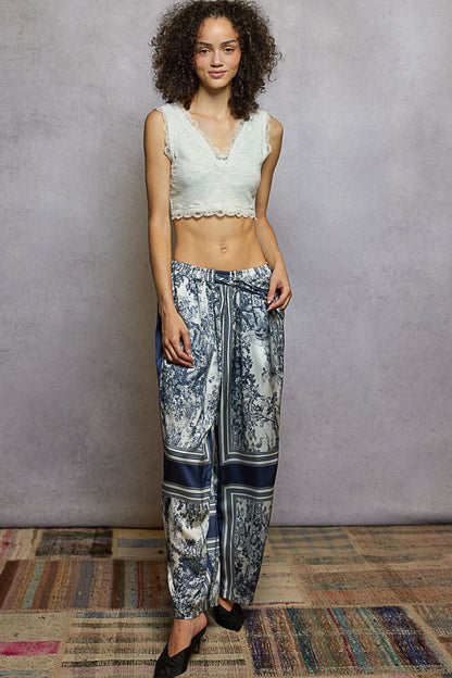 POL Floral Print Wide-Leg Pants