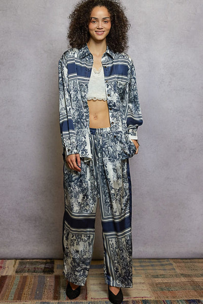 POL Floral Print Wide-Leg Pants
