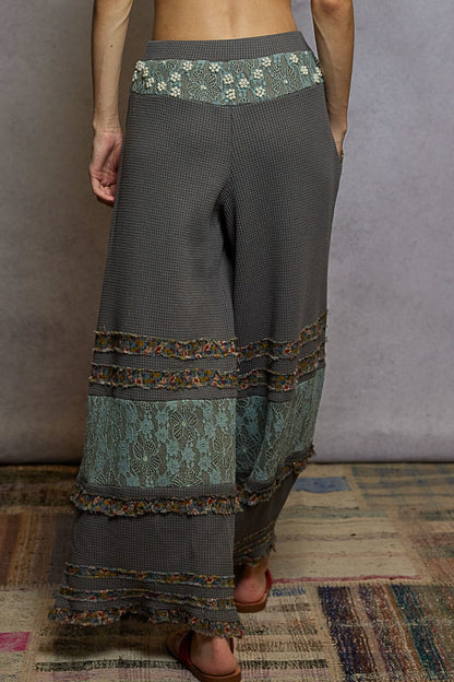 POL Wide-Leg Thermal Lace Pants