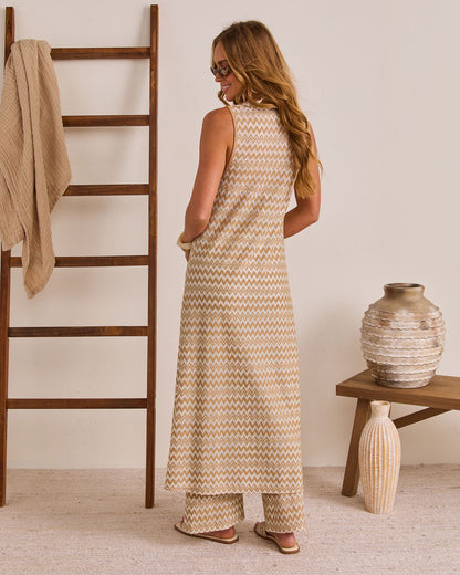 Drifted Moment Chevron Print Cover Up Tassel Tie Duster