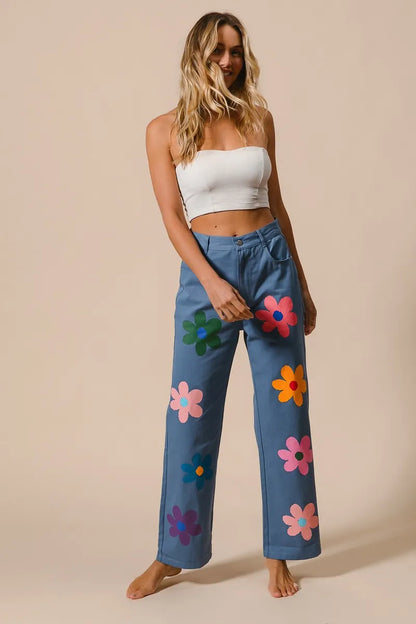 BiBi Floral Print Straight Leg Pants