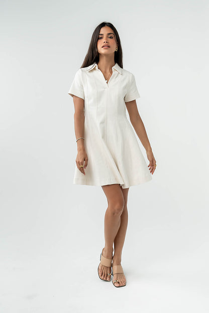 Carlie Denim Mini Dress in Cream