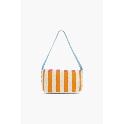 Candy Stripe Embellished Shoulder Bag