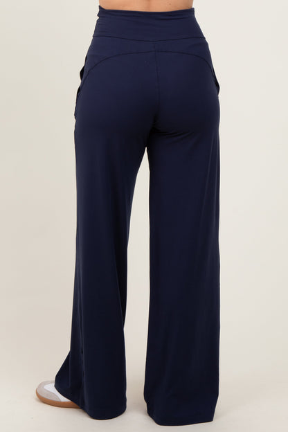 Black Crossover Waist Active Wide Leg Pant