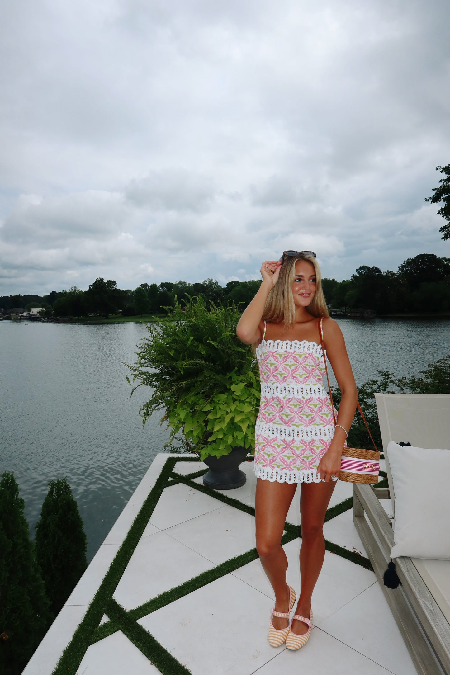 Catalina Mini - Palm Lattice Pink