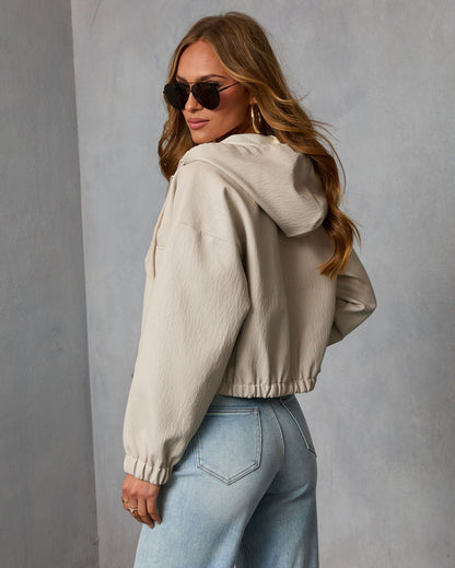 Caylah Vegan Leather Drawstring Hoodie