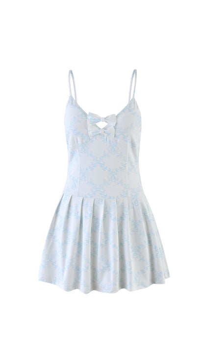 Courtney Athletic Dress - Trellis Vine Blue