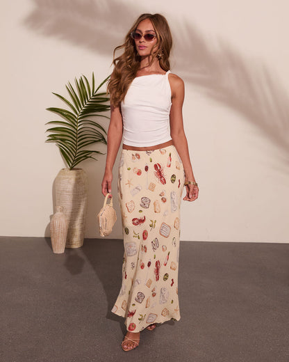 Coastal Fresh Novelty Print Maxi Skirt