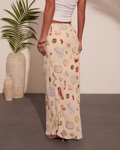 Coastal Fresh Novelty Print Maxi Skirt
