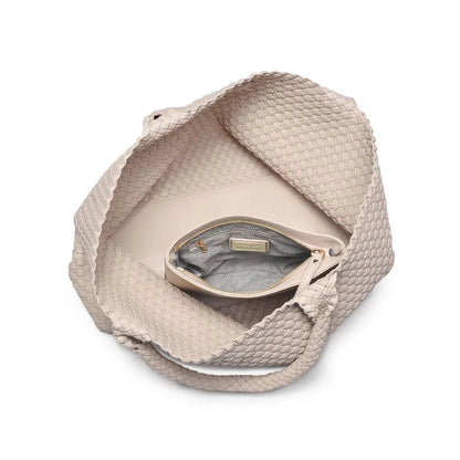 Solana Woven Vegan Leather Tote (Ivory)