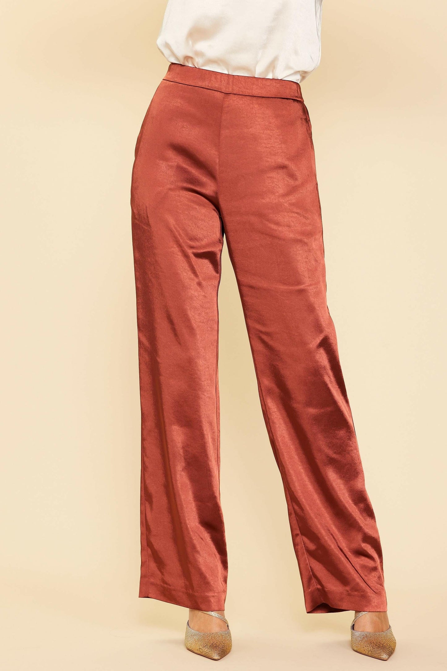 SATIN STRAIGHT LEG PANTS