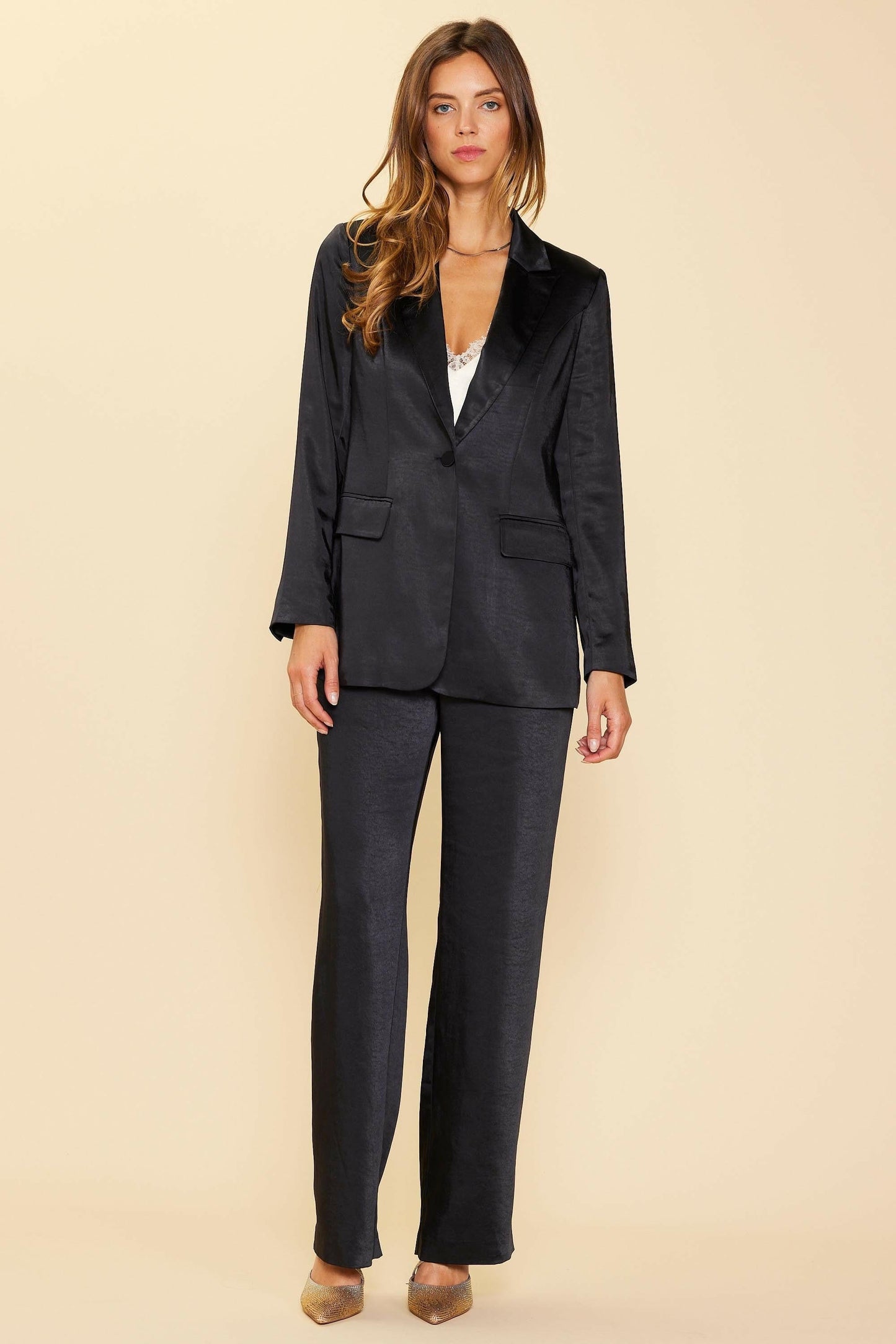 SATIN STRAIGHT LEG PANTS