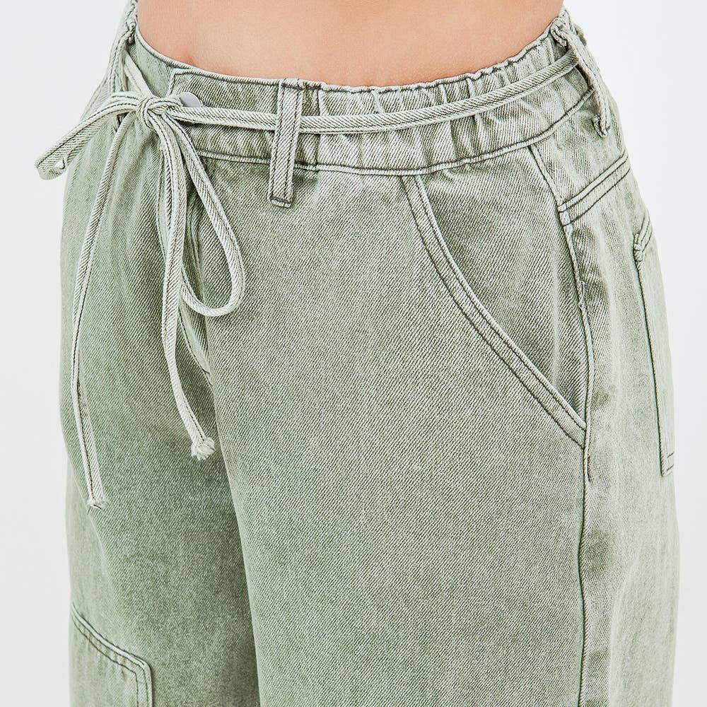 Color Washed Barrel Fit Pants