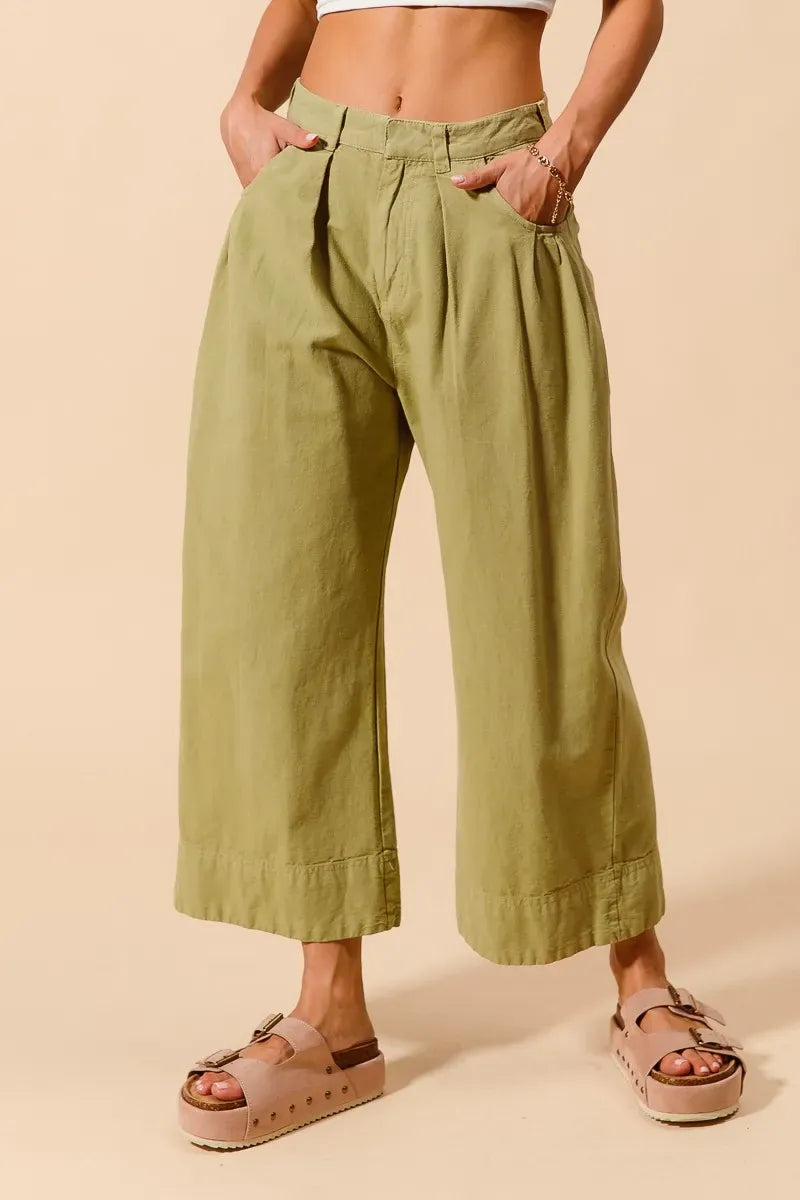 SO ME Mid Rise Wide Leg Chino Pants With Pockets