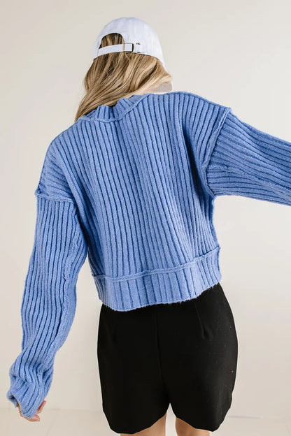 Daniela Ribbed Sweater in Blue - FINAL SALE