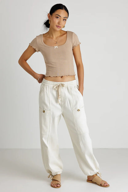 Estella Crop Top in Taupe - FINAL SALE