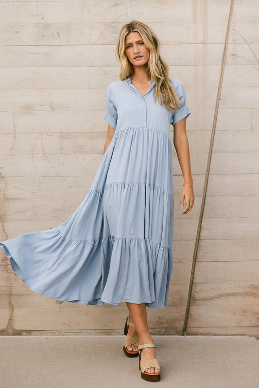 Amanda Tiered Dress in Blue - FINAL SALE