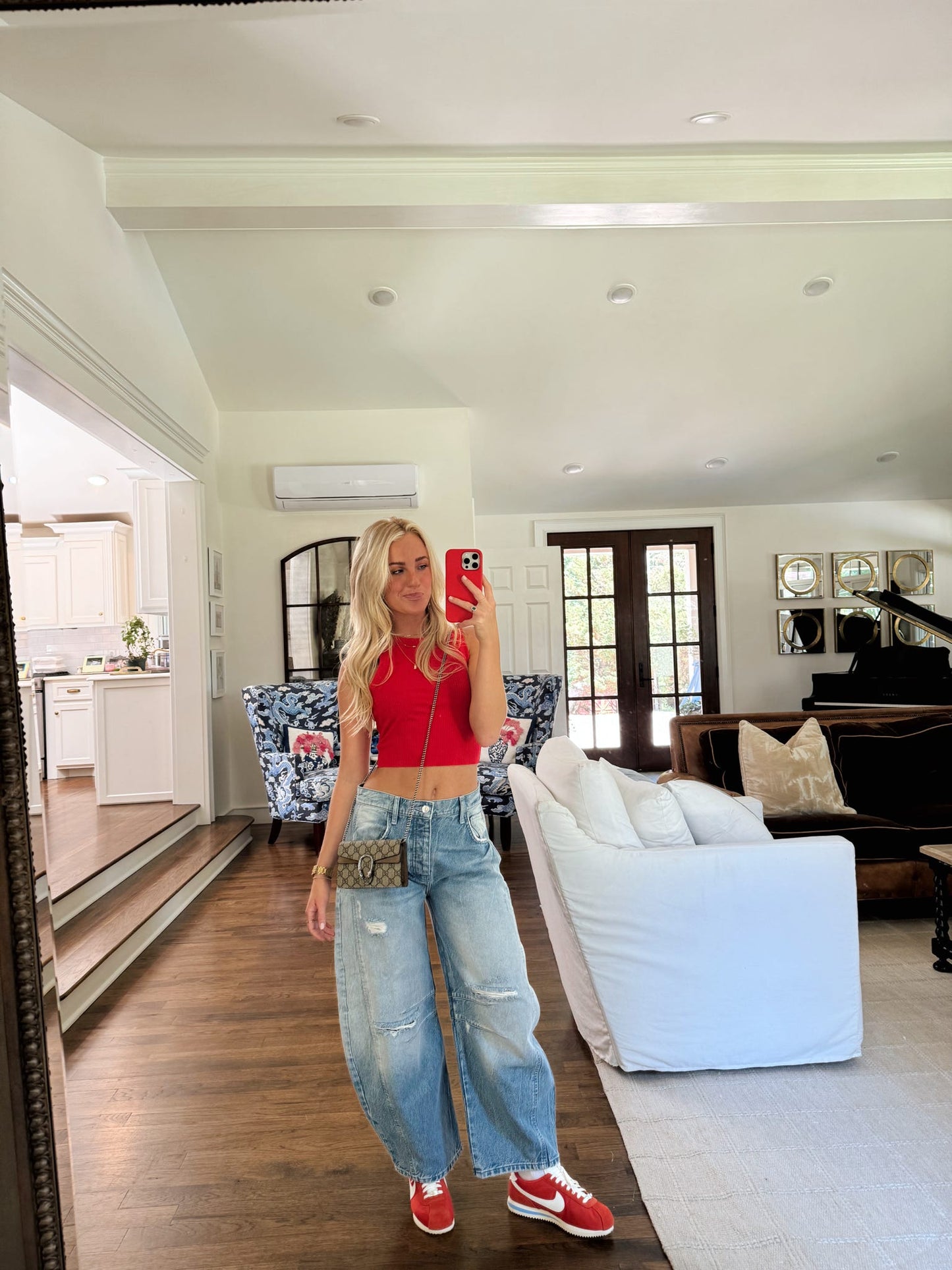 Good Luck Mid-Rise Barrel Jeans - Barnyard Blue FREE PEOPLE