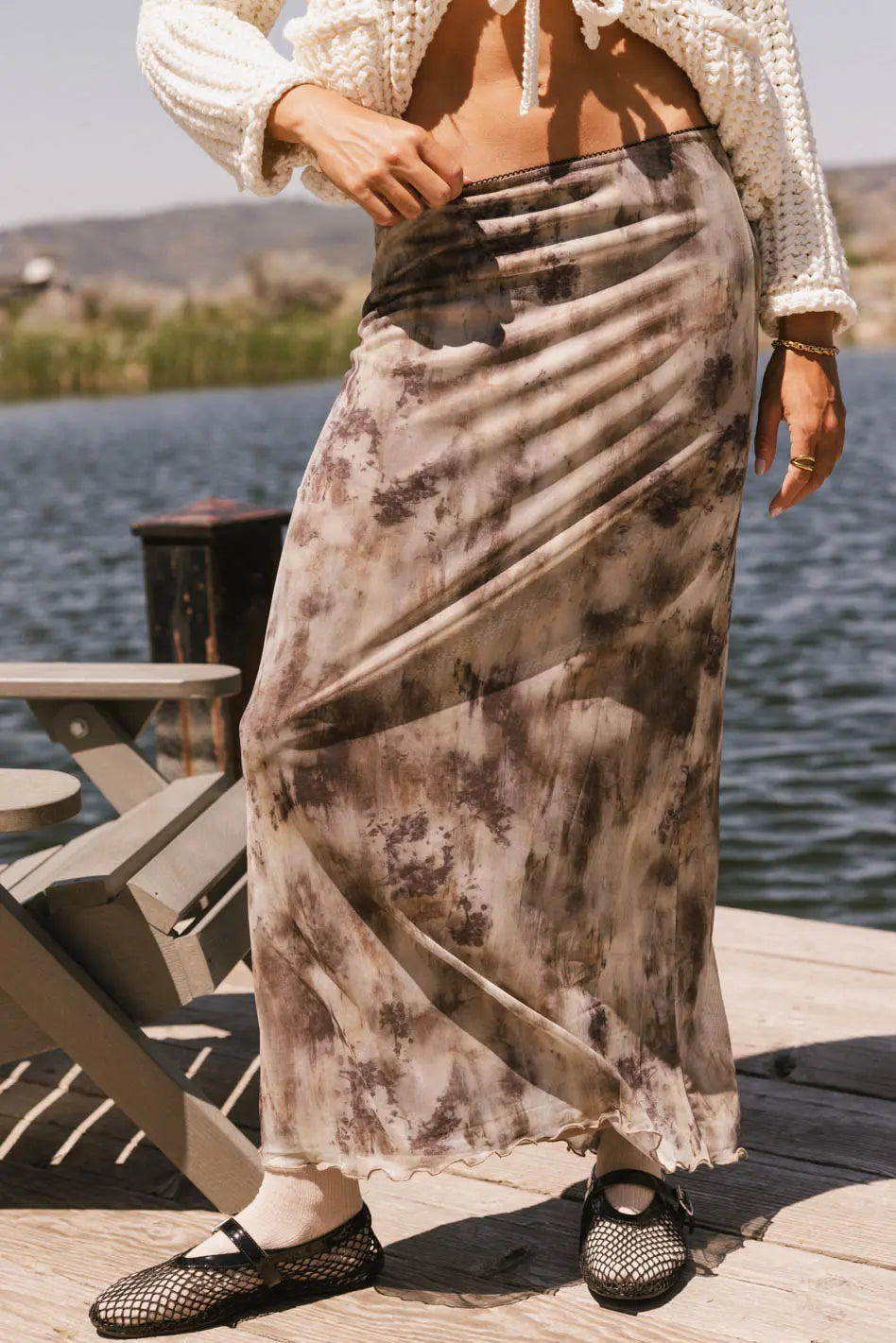 Chandler Abstract Maxi Skirt in Brown - FINAL SALE