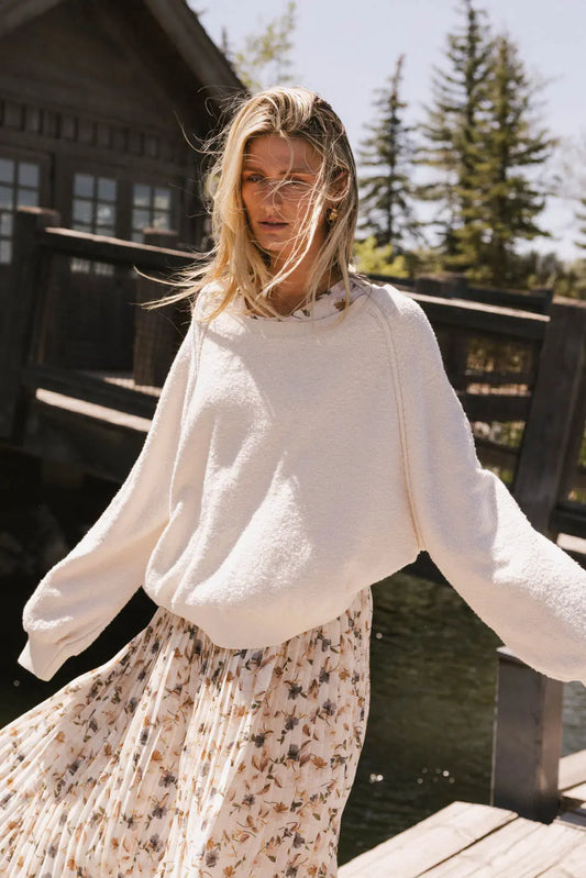 Annaleah Textured Sweatshirt in Cream - FINAL SALE