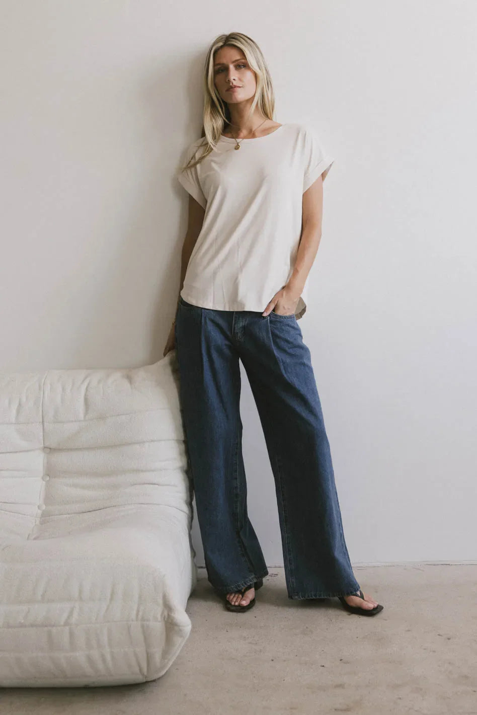 Callie Basic Tee in Natural - FINAL SALE