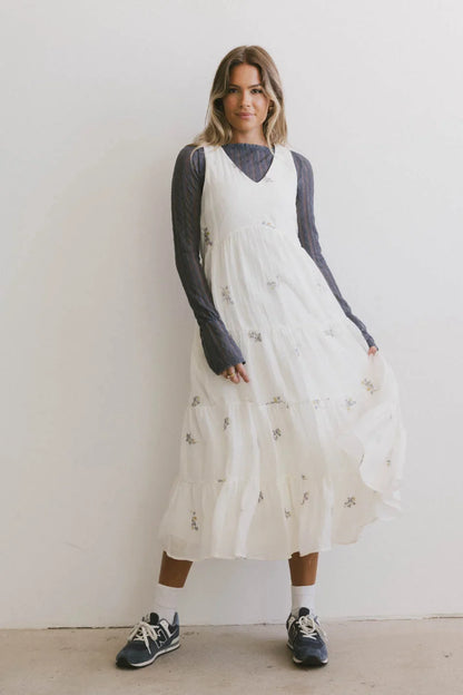 Ari Embroidered Floral Midi Dress - FINAL SALE