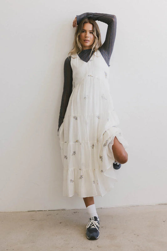 Ari Embroidered Floral Midi Dress - FINAL SALE