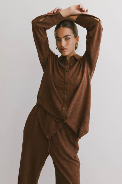 Etta Button Up in Terracotta - FINAL SALE