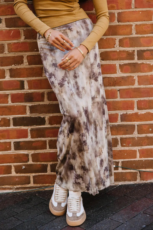 Chandler Abstract Maxi Skirt in Brown - FINAL SALE