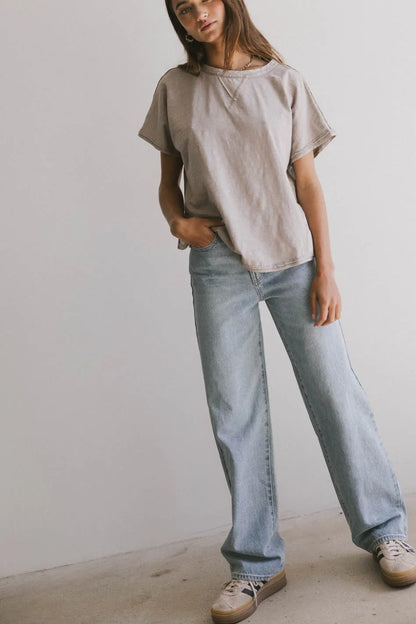 Indy Contrast Top in Taupe - FINAL SALE