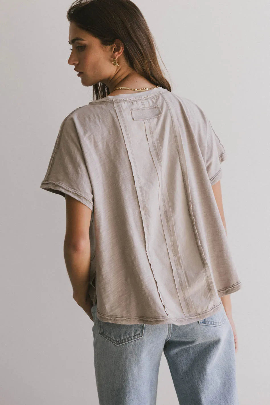Indy Contrast Top in Taupe - FINAL SALE