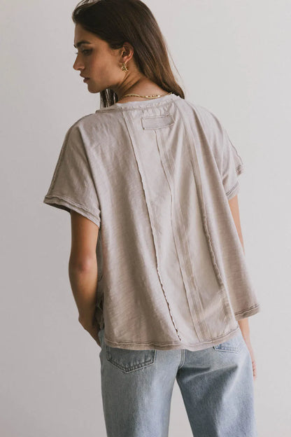 Indy Contrast Top in Taupe - FINAL SALE