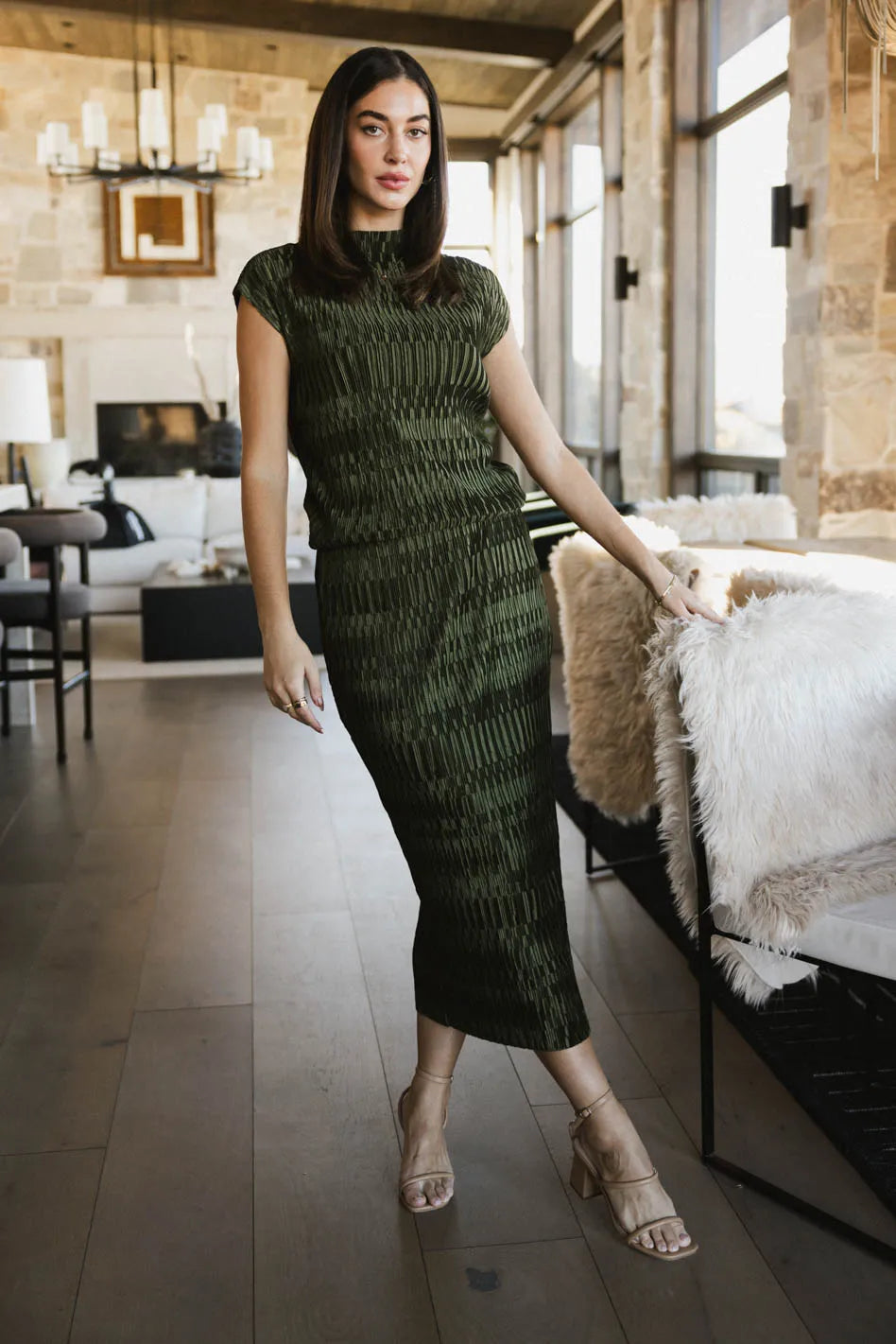 Dream Textured Top in Dark Moss - FINAL SALE
