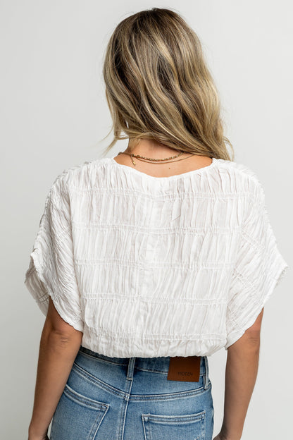 Alma Smocked Blouse in White - FINAL SALE