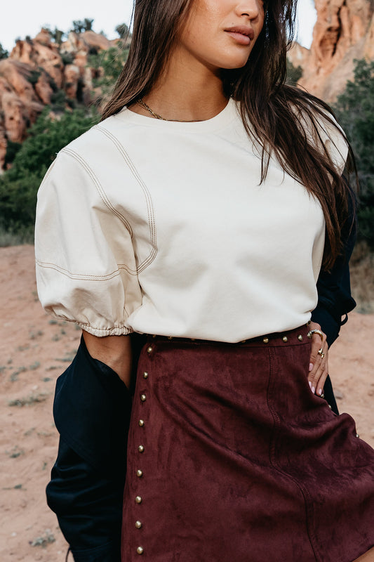 Aspen Puff Sleeve Top in Ecru - FINAL SALE