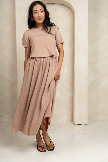 Elani Tie Blouse in Mocha - FINAL SALE