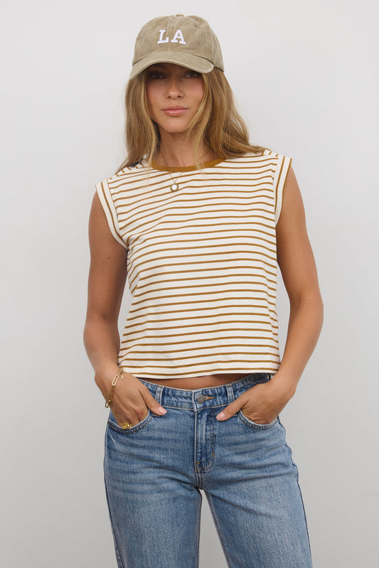 Annie Striped T-Shirt in Cognac - FINAL SALE