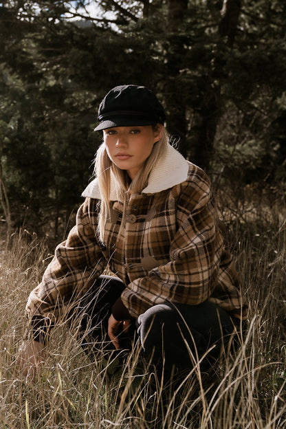 Gigi Plaid Jacket in Taupe - FINAL SALE