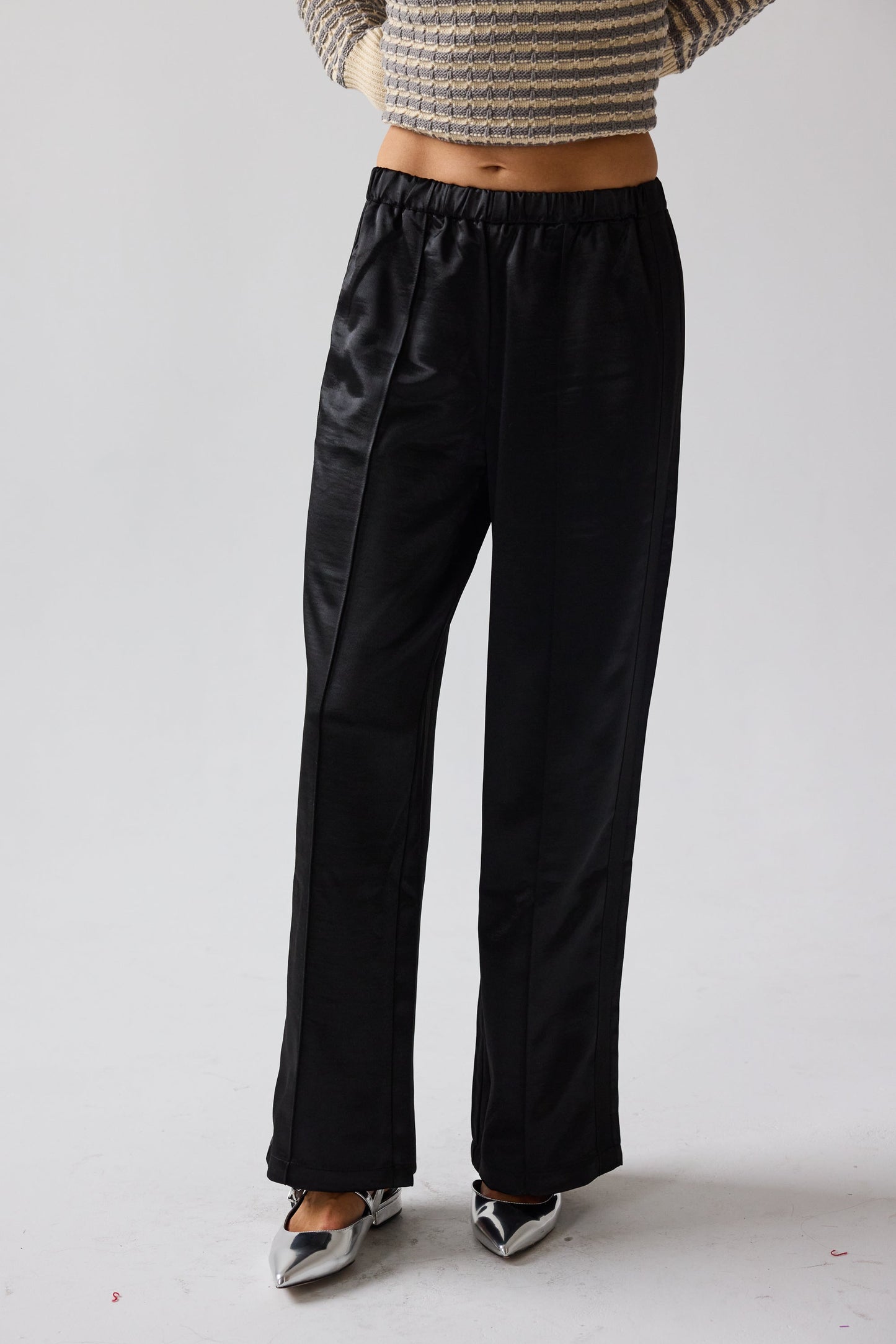 Gemma Satin Wide Leg Pants in Black - FINAL SALE