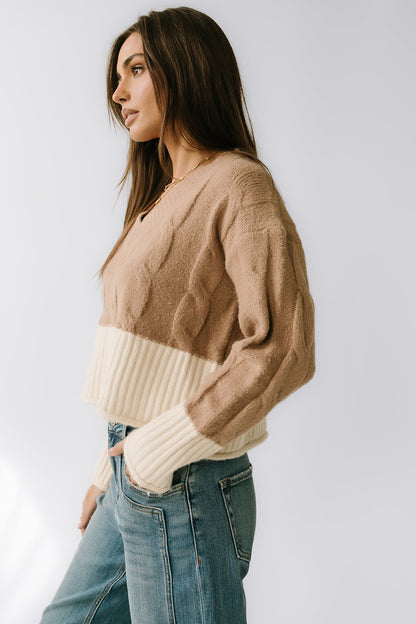 Beckham Cable Knit Sweater in Mocha - FINAL SALE