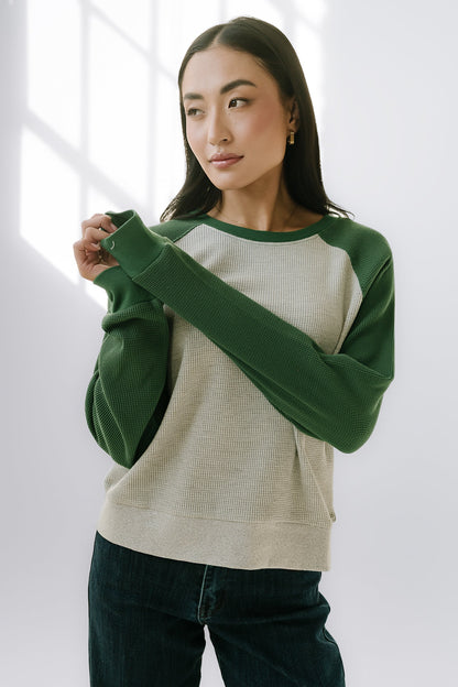 Franklin Contrast Top in Green - FINAL SALE