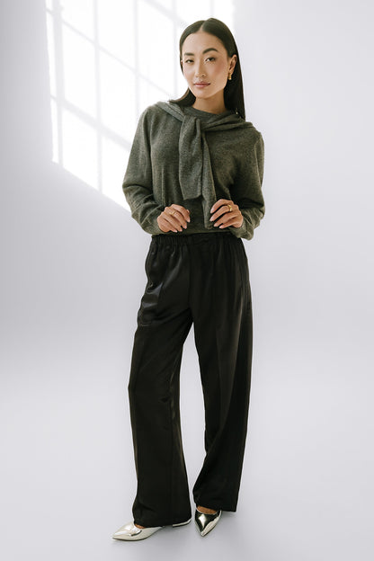 Gemma Satin Wide Leg Pants in Black - FINAL SALE