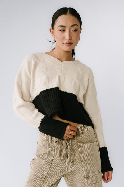 Beckham Cable Knit Sweater in Oatmeal - FINAL SALE