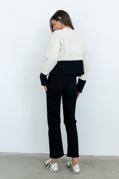 Beckham Cable Knit Sweater in Oatmeal - FINAL SALE